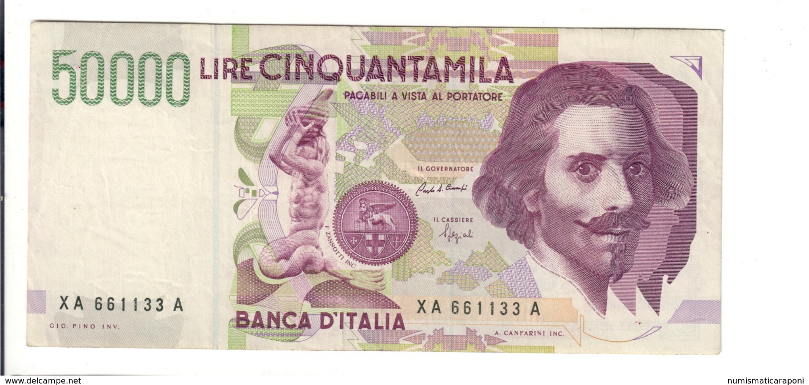 50000 Lire Bernini II Tipo Serie Sostitutiva XA 661133 1994 Rara Bb+ LOTTO 2875 - 50000 Lire