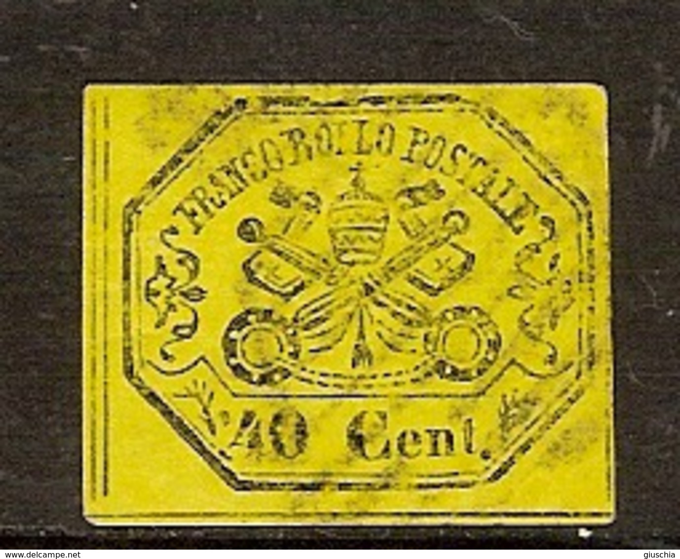 (Fb).A.Stati.Pontificio.1867.-40c Giallo Non Dentellato Usato (86-19) - Stato Pontificio