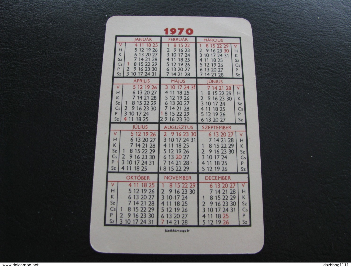 Hungary Pocket Calendar MEH 1970 Rare - Kleinformat : 1961-70