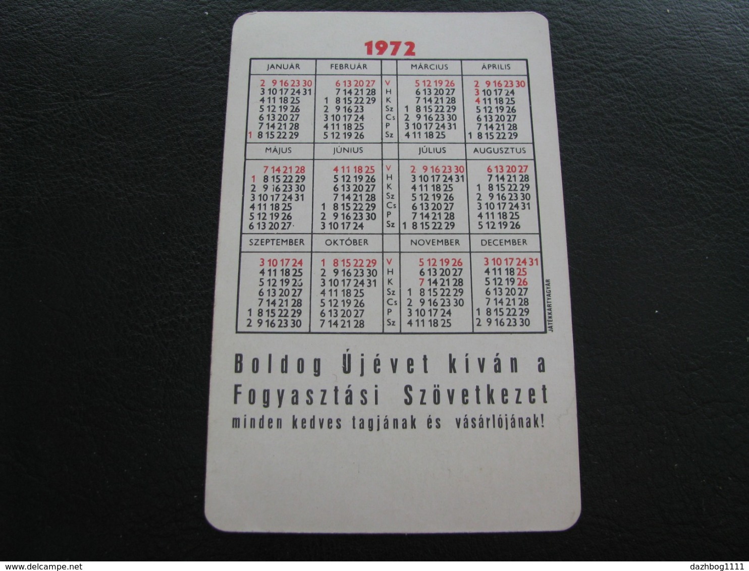 Hungary Pocket Calendar SZ 1972 Rare - Klein Formaat: 1971-80