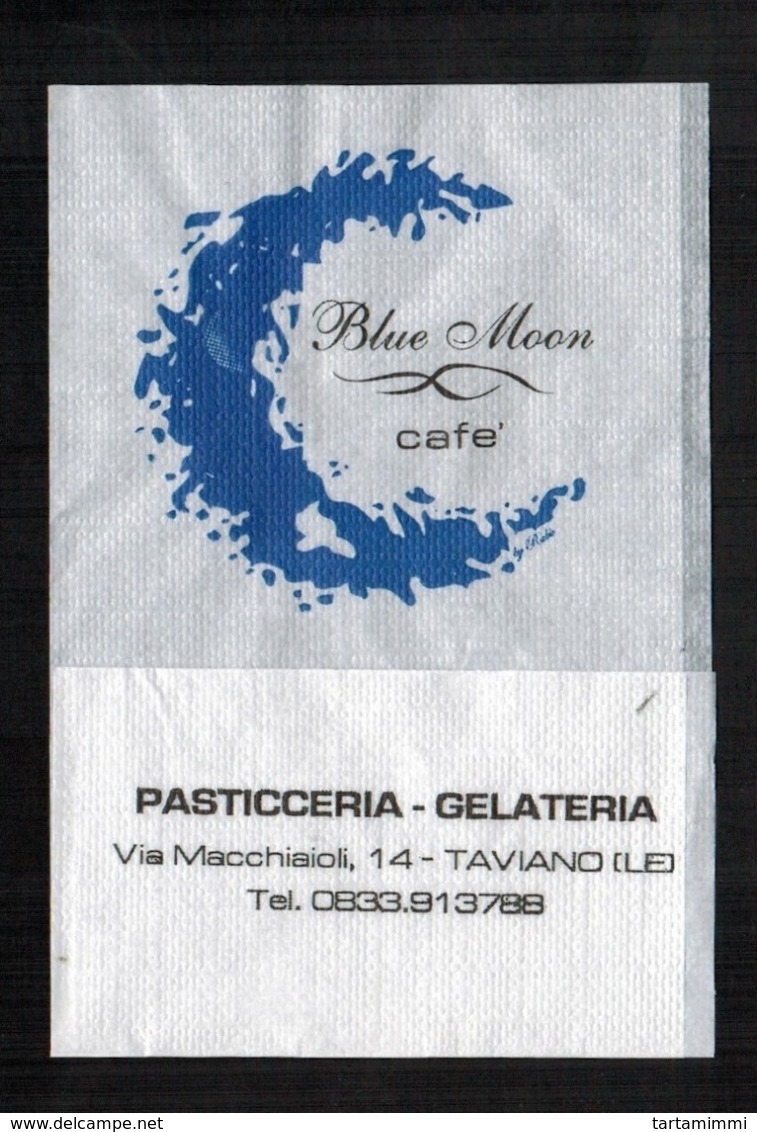 Serviette Papier Paper Napkin Tovagliolino Caffè Bar Blue Moon Cafè Italy Bar Pasticceria Gelateria - Serviettes Publicitaires