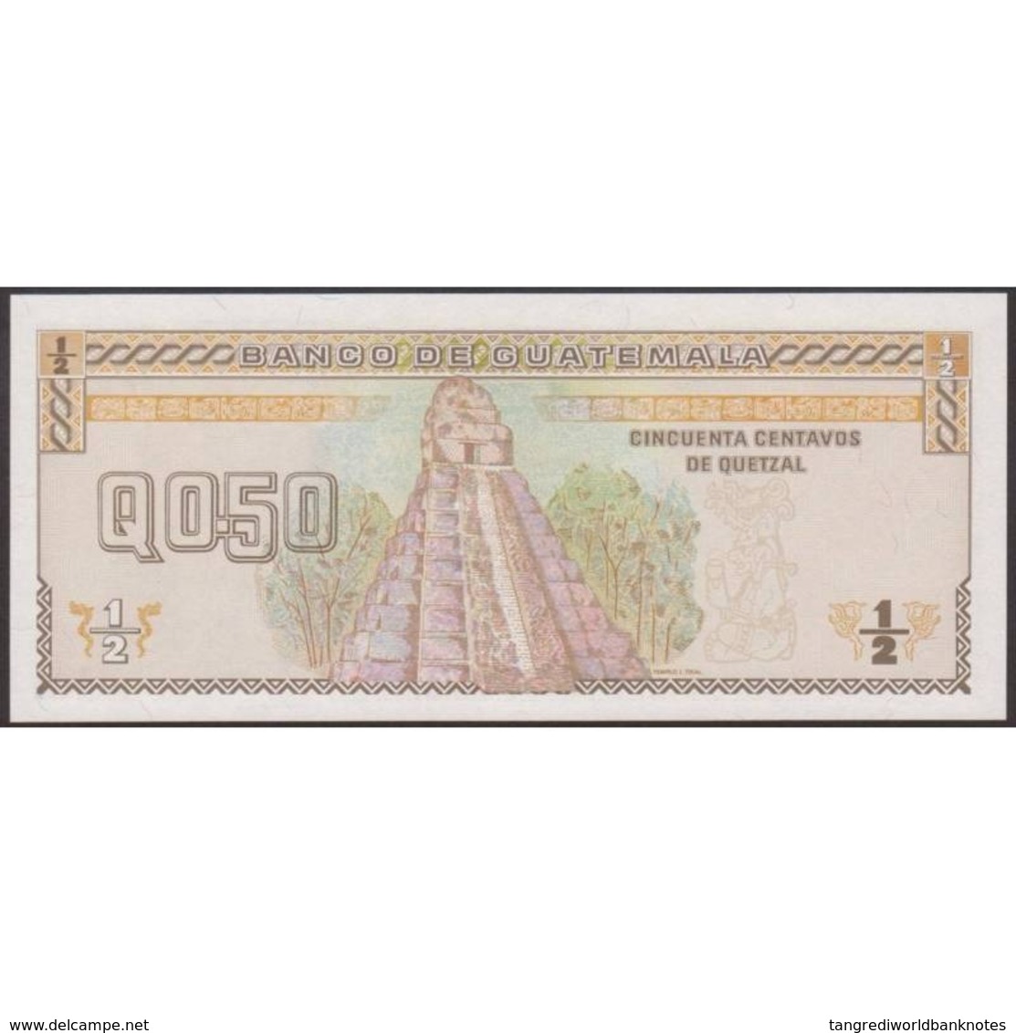 TWN - GUATEMALA 86b - ½ Quetzal 27.9.1994 A XXXXXXX E - Printer: CANADIAN BANK NOTE UNC - Guatemala