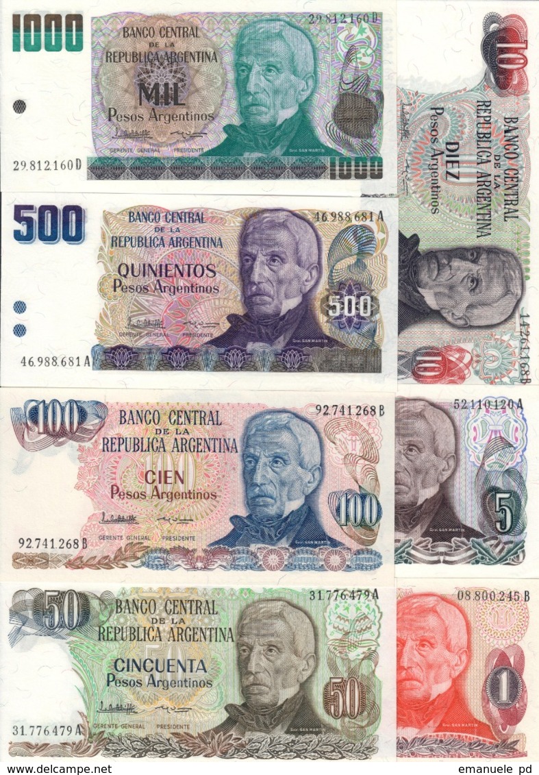 Argentina Lot Set 7 Banknotes 1983-84 UNC .CV. - Argentina