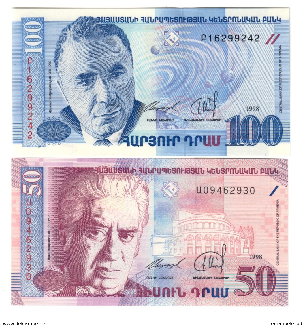 Armenia Lot Set 2 Banknotes 50 & 100 Dram 1998 UNC .CV. - Armenia