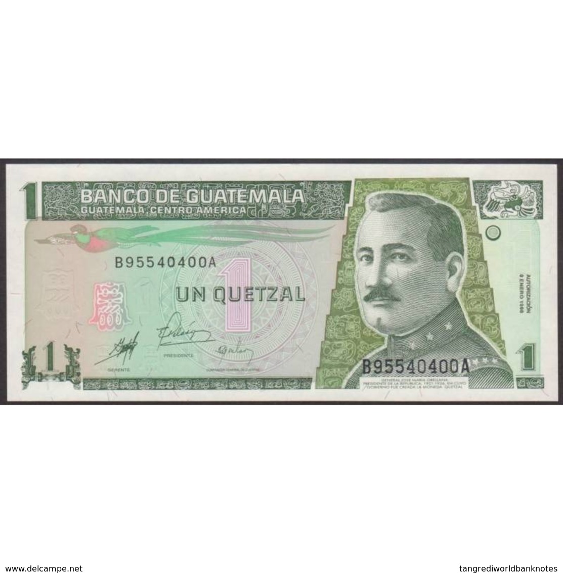 TWN - GUATEMALA 99 - 1 Quetzal 9.1.1998 B XXXXXXXX A - Printer: DE LA RUE UNC - Guatemala