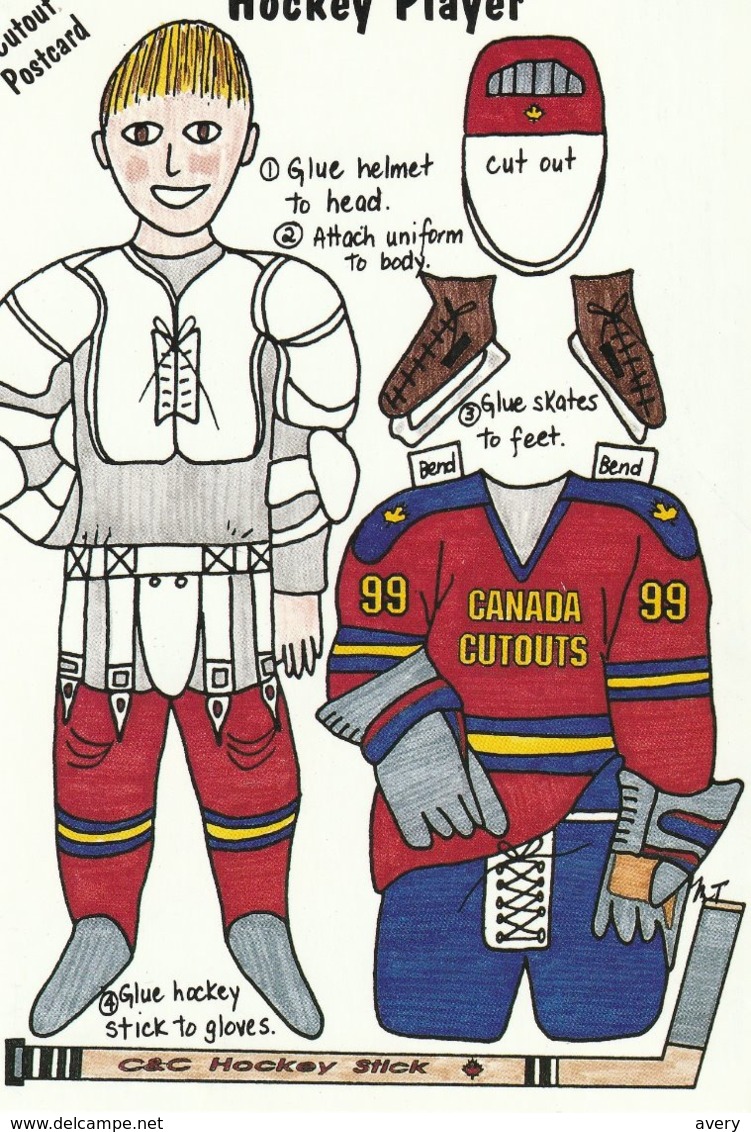 Hockey Player Cutout Postcard - Winter Sports