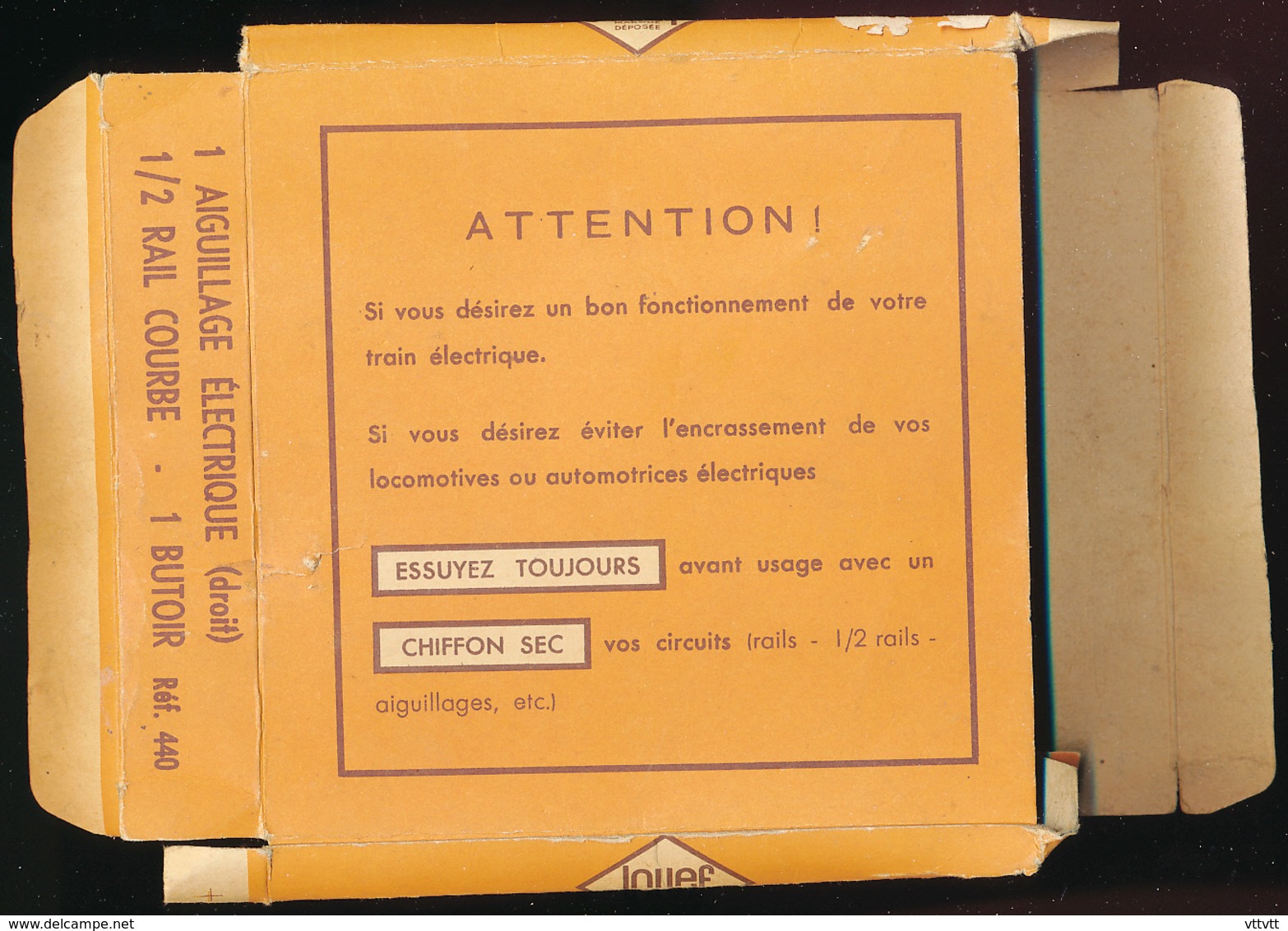 Trains JOUEF HO : Boite Vide D'occasion, Ref 440, 1 Butoir, 1 1/2 Rail Courbe, 1 Aiguillage électrique (droit) - Other & Unclassified