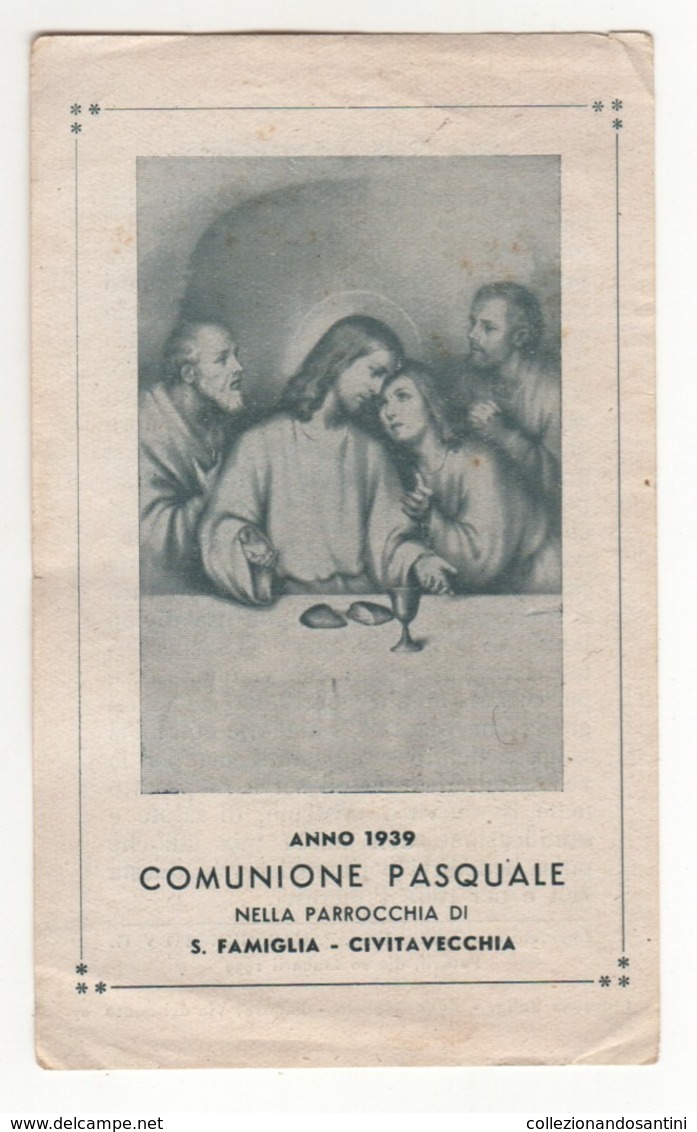 Santino Antico Comunione Pasquale 1939 Da Civitavecchia - Roma - Religione & Esoterismo