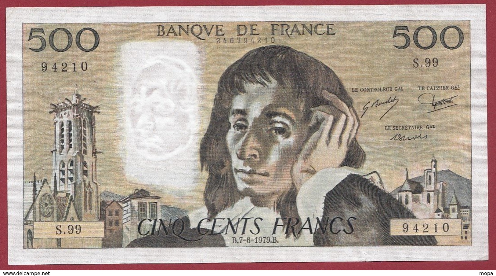 500 Francs "Pascal" Du 07/06/1979.B--F/TTB+---ALPH .S.99 - 500 F 1968-1993 ''Pascal''