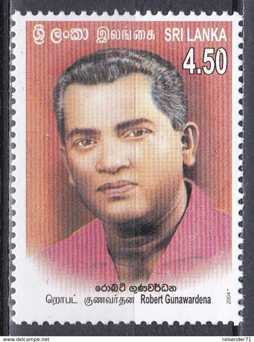 Sri Lanka 2004 Geschichte History Persönlichkeiten Politiker Politicians Robert Gunawardena, Mi. 1473 ** - Sri Lanka (Ceylon) (1948-...)