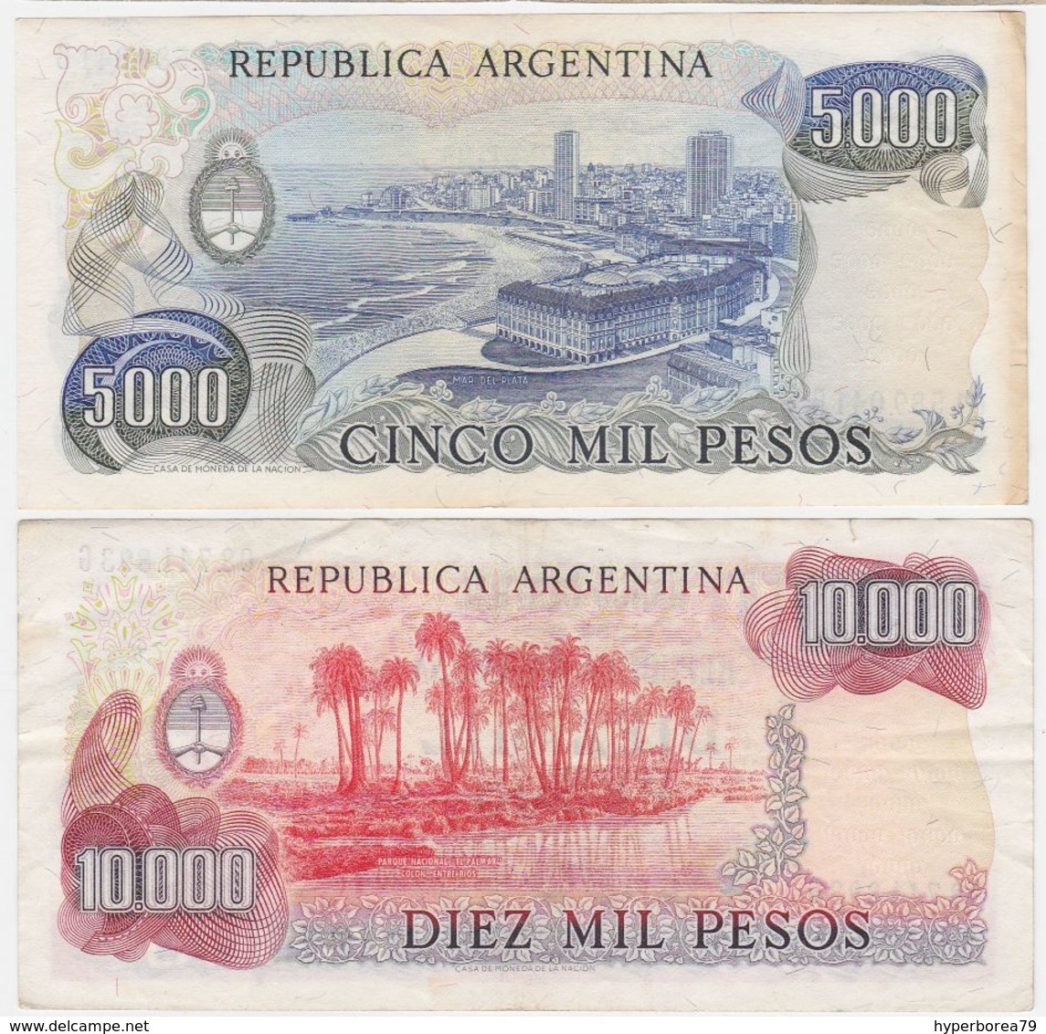 Argentina SET - 5000 5.000 10000 10.000 Pesos 1976 1983 - VF - Argentina
