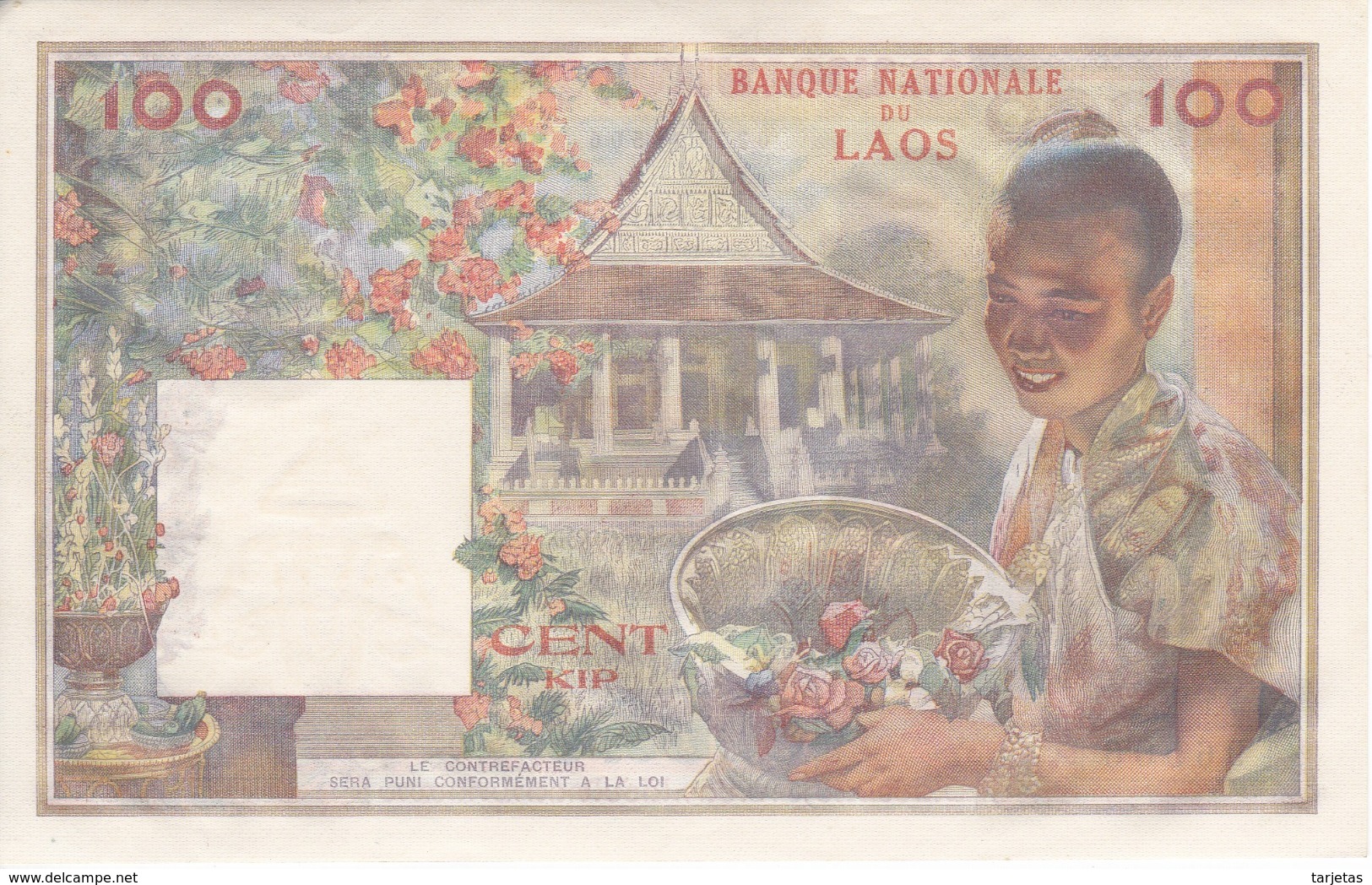 BILLETE DE LAOS DE 100 KIP DEL AÑOS 1957 SIN CIRCULAR (BANKNOTE) UNCIRCULATED - Laos