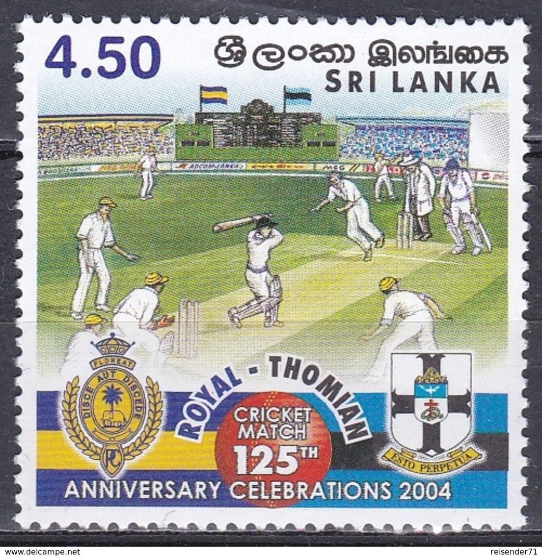 Sri Lanka 2004 Sport Spiele Sportarten Kricket Mannschaften Teams Vereine Clubs Embleme Royal Thomian, Mi. 1452 ** - Sri Lanka (Ceylon) (1948-...)