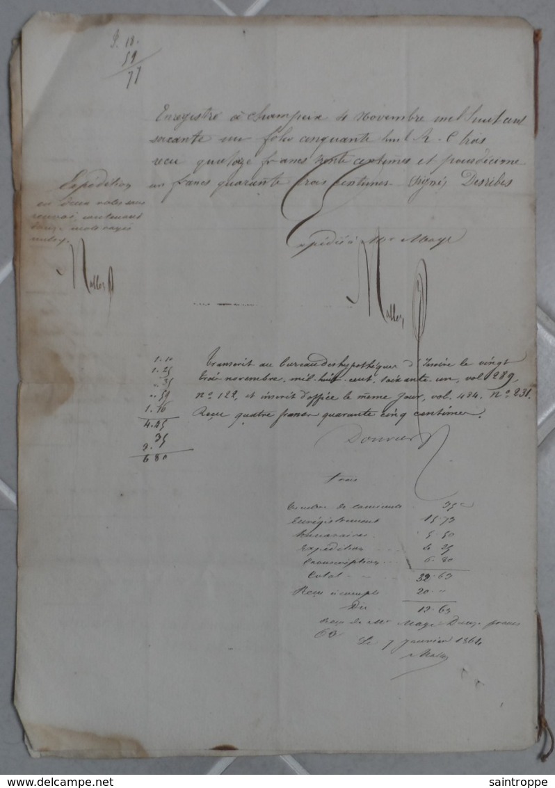 Manuscrit 1861.Antoine Beau à Champeix,vend à Antoine Mage à Montaigut-le-Blanc,une Pièce De Terre..... - Manuscripts