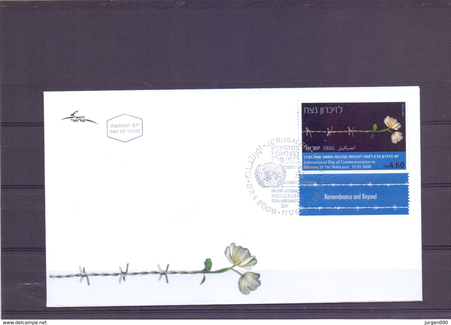 Israel - FDC - Remembrance And Beyond  - Michel 1966 - Jerusalem 27/1/2008   (RM14854) - Cartas & Documentos