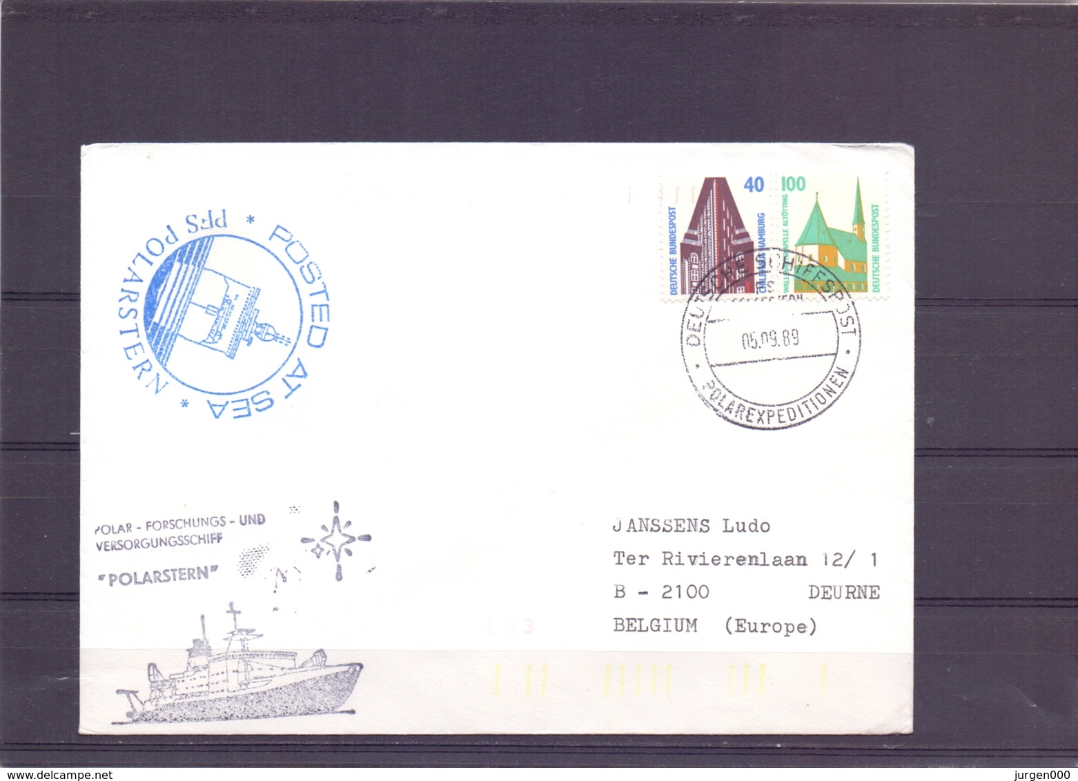 Deutsche Bundespost - PFS Polarstern - Posted At Sea - 5/9/89   (RM15371) - Navires & Brise-glace