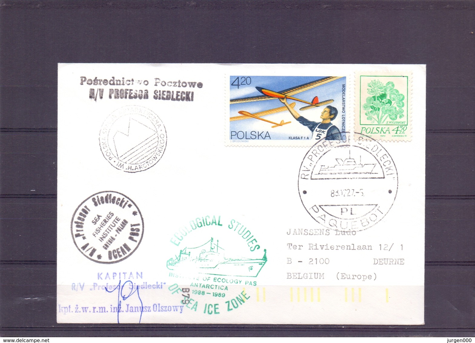 Polska -  RV "Profesor Siedlecki" -  Paquebot - Institute Ecology Pad Antarctica 1988-89    (RM15374) - Navires & Brise-glace