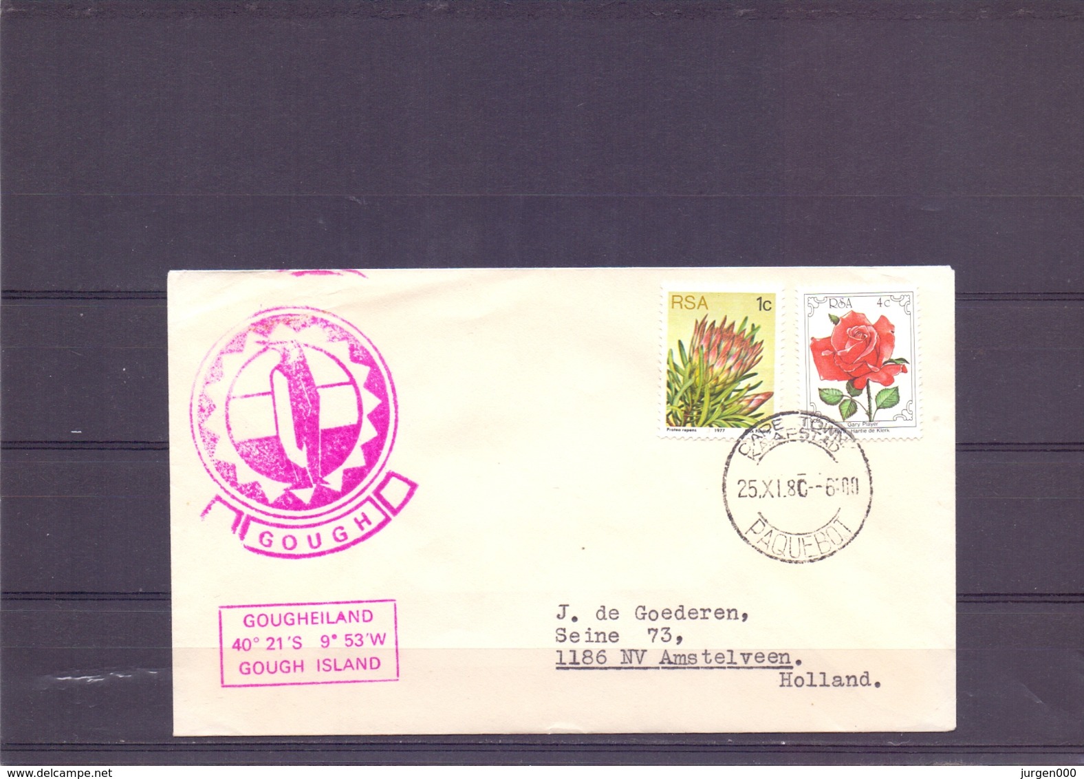 RSA -  Gough - Gougheiland - Cape Town 25/11/80  (RM15380) - Navires & Brise-glace