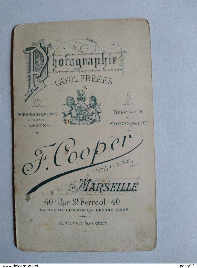 Photographie Ancienne CDV - Fillette Avec Sa Poupée - Photo F. Cooper, Marseille - BE - Ancianas (antes De 1900)