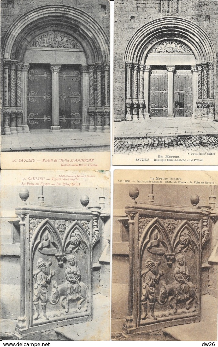 Saulieu en Morvan (Côte d'Or, 21) Basilique Saint Antoine - Lot n°  96 de 22 cartes, Vues diverses, Intérieur, Extérieur