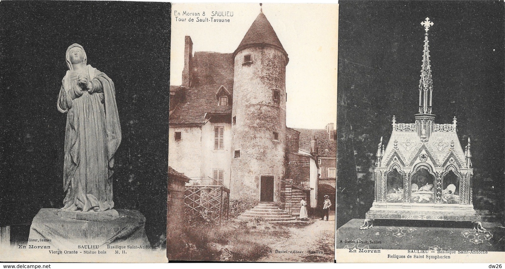 Saulieu en Morvan (Côte d'Or, 21) Basilique Saint Antoine - Lot n°  96 de 22 cartes, Vues diverses, Intérieur, Extérieur