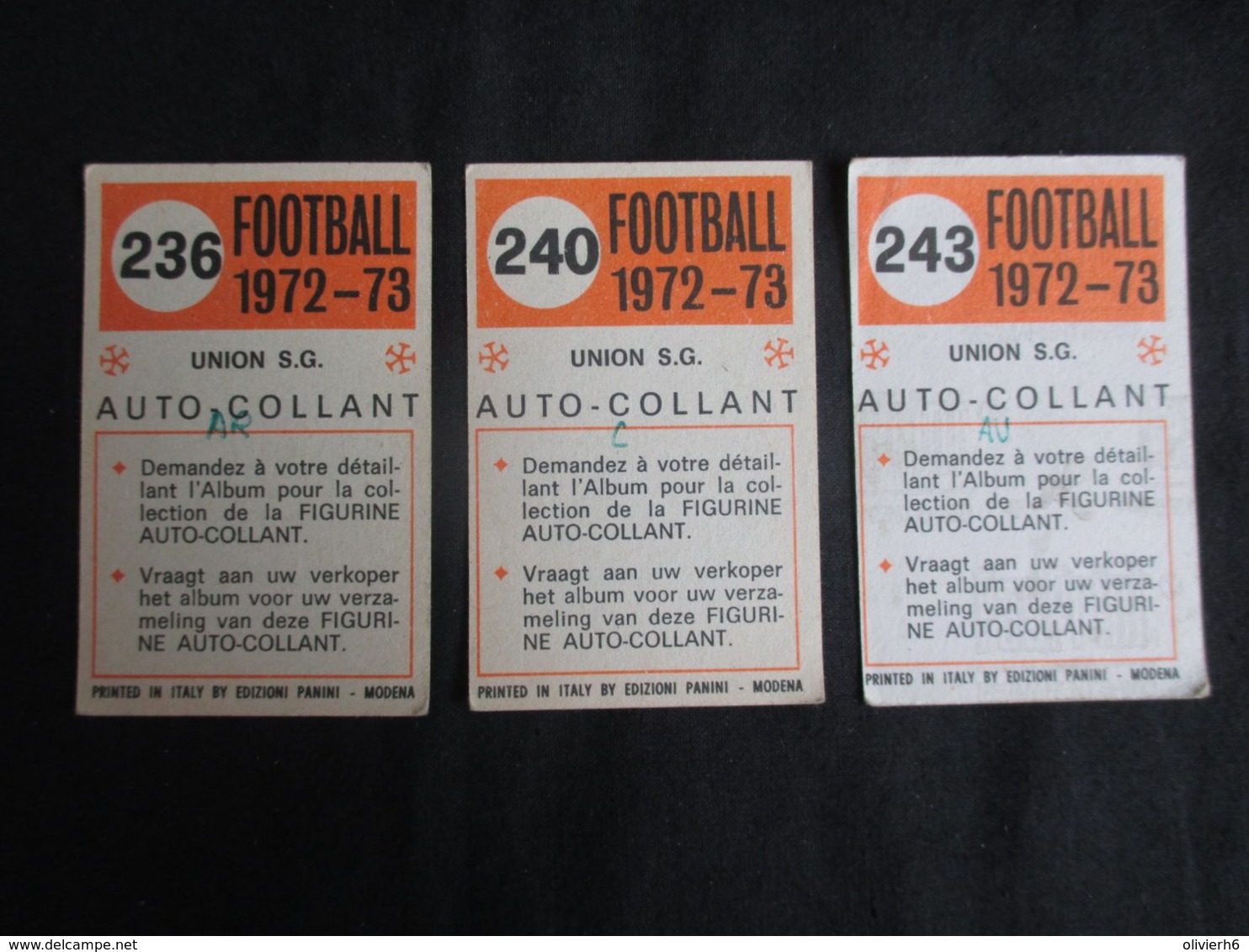 LOT 92 FIGURINES PANINI (M1914) FOOTBALL 72 - 73 (20 vues) Belgique - Anderlecht, Standard, FC Liégeois, Union St Gilles