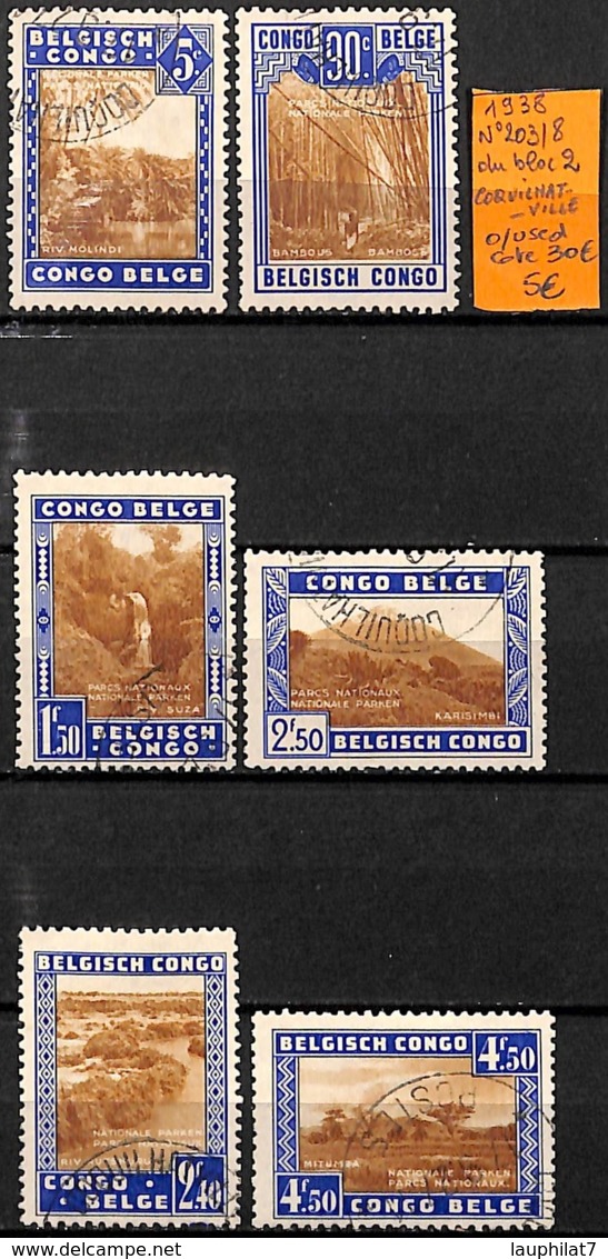 [836024]TB//O/Used-c:30e-Congo Belge 1938 - N° 203/08, Du Bloc 2, CORVICHAT-VILLE - Usados