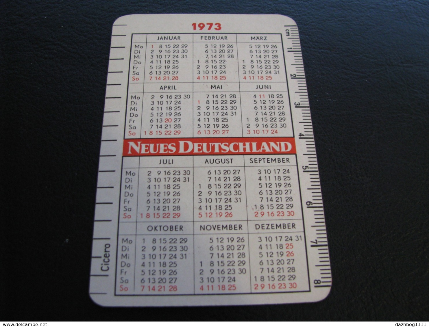 Germany GDR Pocket Calendar Neus Deutschland 1973 Rare - Klein Formaat: 1971-80