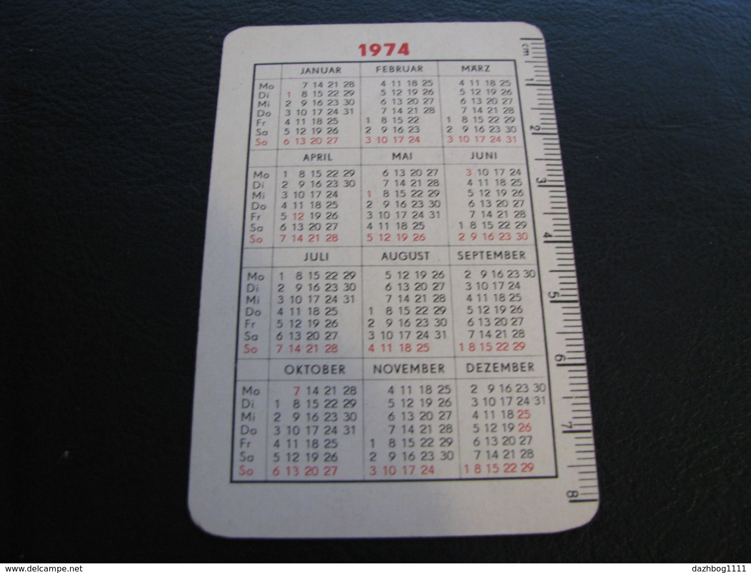 Germany GDR Pocket Calendar Vegroflex 1974 Rare - Klein Formaat: 1971-80