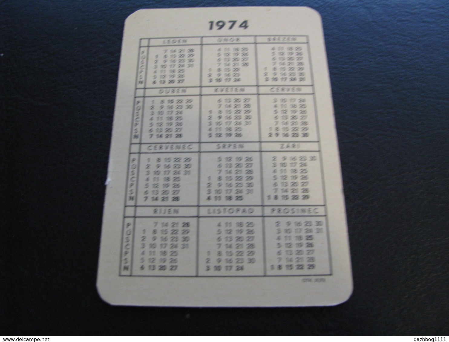 Czechoslovakia Pocket Calendar Lustry 1974 Rare - Kleinformat : 1971-80