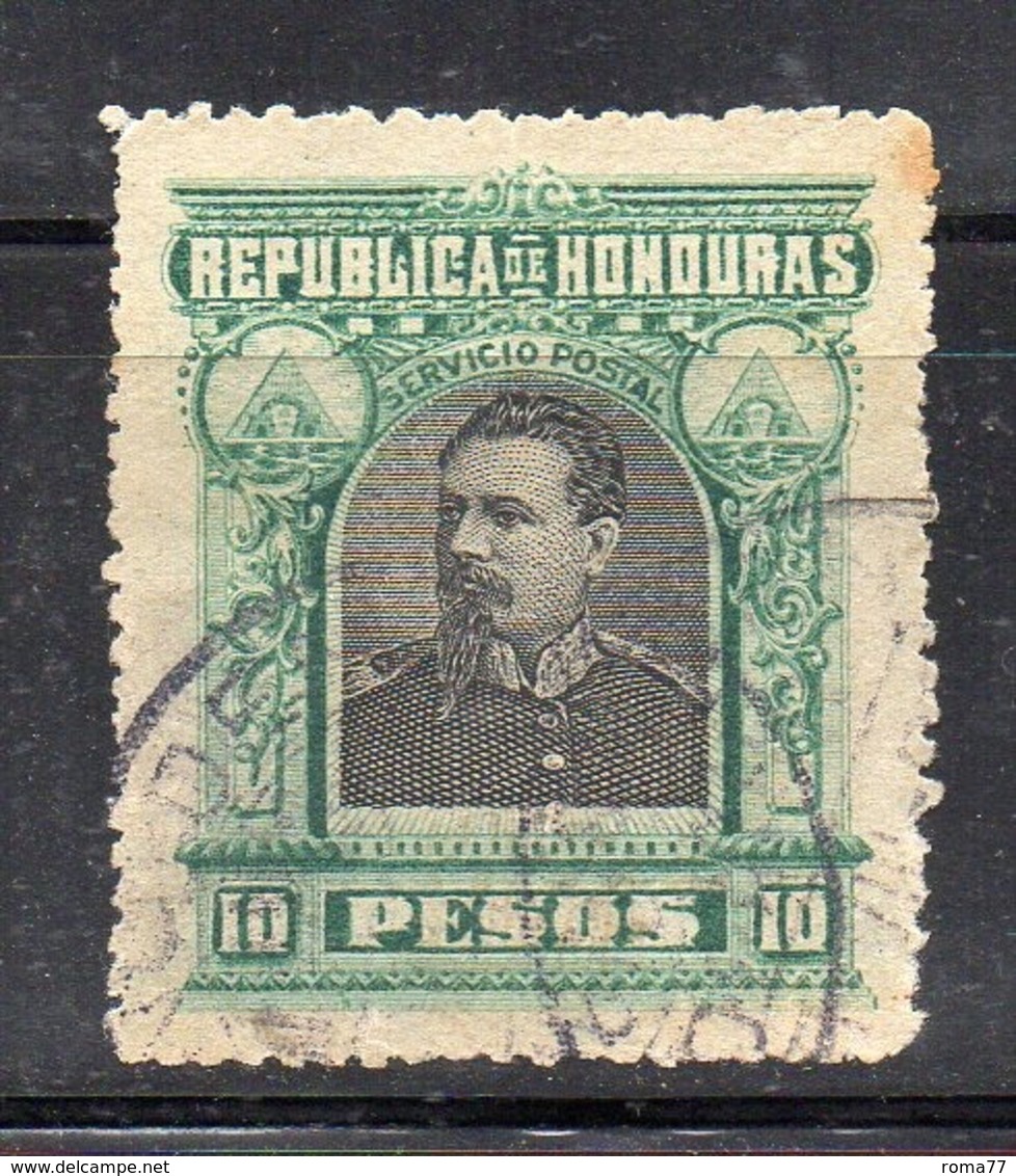 APR2913 - HONDURAS , Servizio Postale 10 Pesos Verde E Grigio. Usato (2380A)  ONU - Honduras