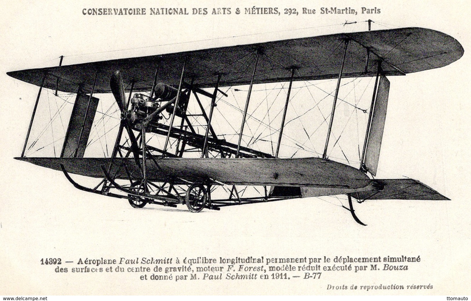 Aéroplane Paul Schmitt A équilibre Longitudinal Permanent  - Conservatoire Nationale Des Arts & Métiers - CPA - ....-1914: Precursors