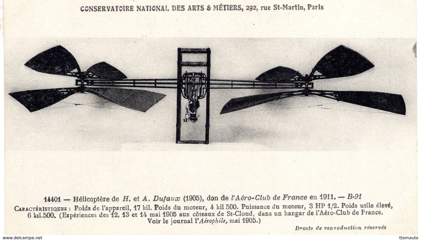 Hélicoptere De H Et A Dufaux (1905)  - Conservatoire Nationale Des Arts & Métiers - CPA - ....-1914: Precursors