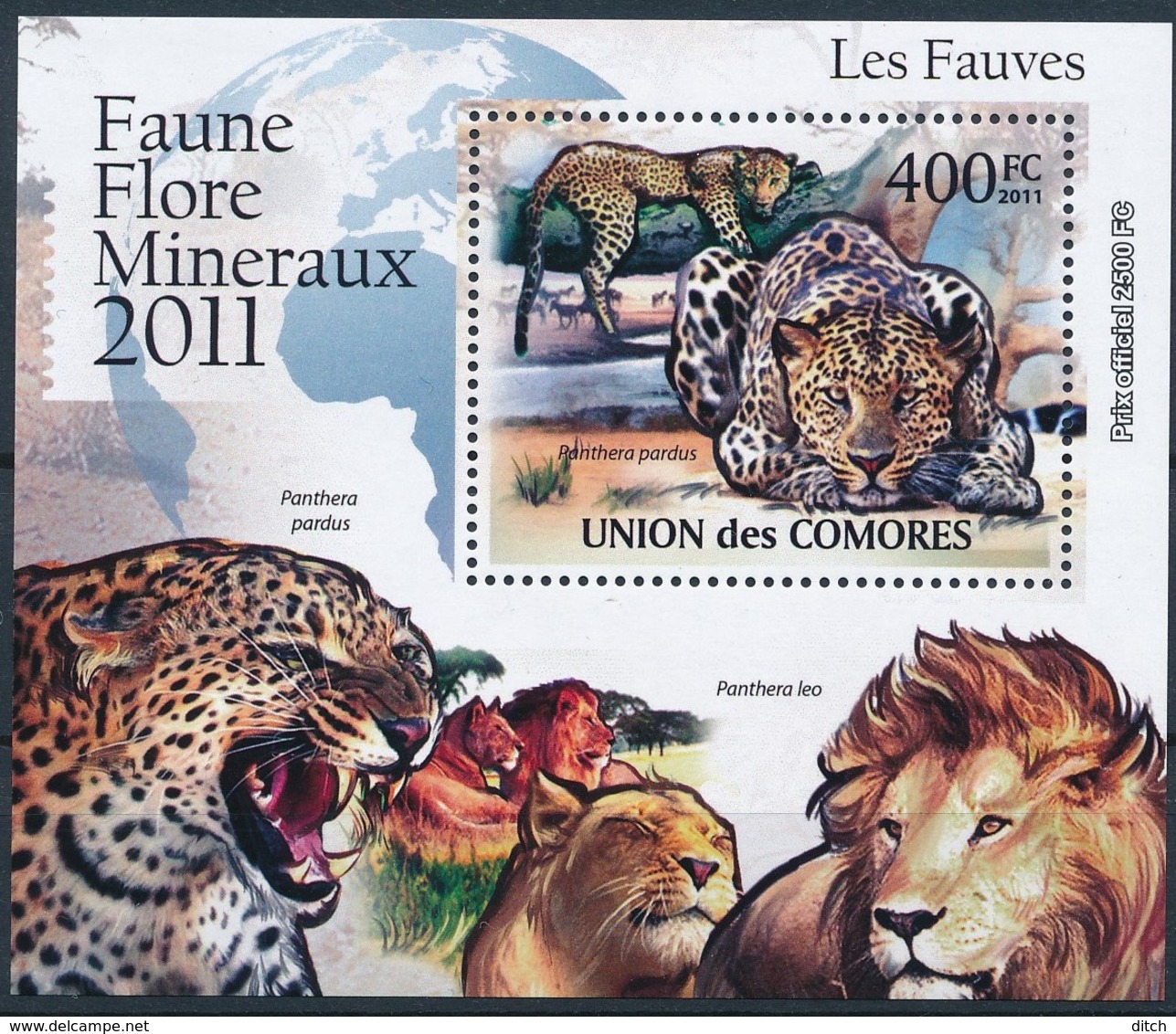 D - [39380]TB//**/Mnh-Comores 2011 - BL2166, Faune, Les Fauves, Léopard, Panthère. - Raubkatzen