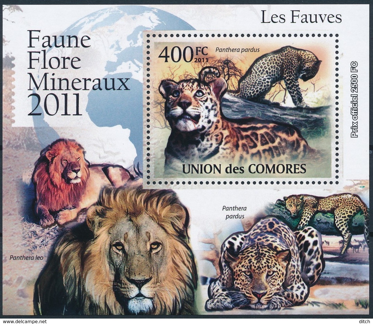 D - [39423]TB//**/Mnh-Comores 2011 - BL2167, Faune, Les Fauves, Léopard, Panthère. - Félins