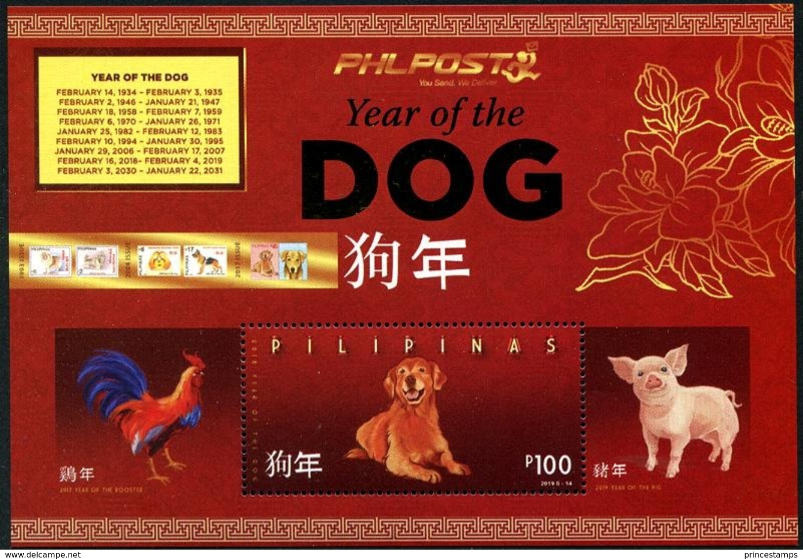 Pilipinas - Philippines (2019) - Block -  /  Dog - Chien - Hunde - Chinese New Year - UNUSUAL Gold - Chinese New Year