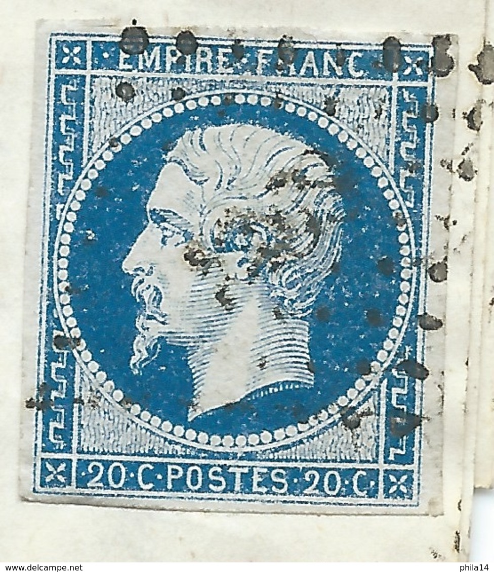 N° 14 BLEU NAPOLEON SUR LETTRE  / GANNAT POUR PARIS / 18 MARS 1857 - 1849-1876: Classic Period