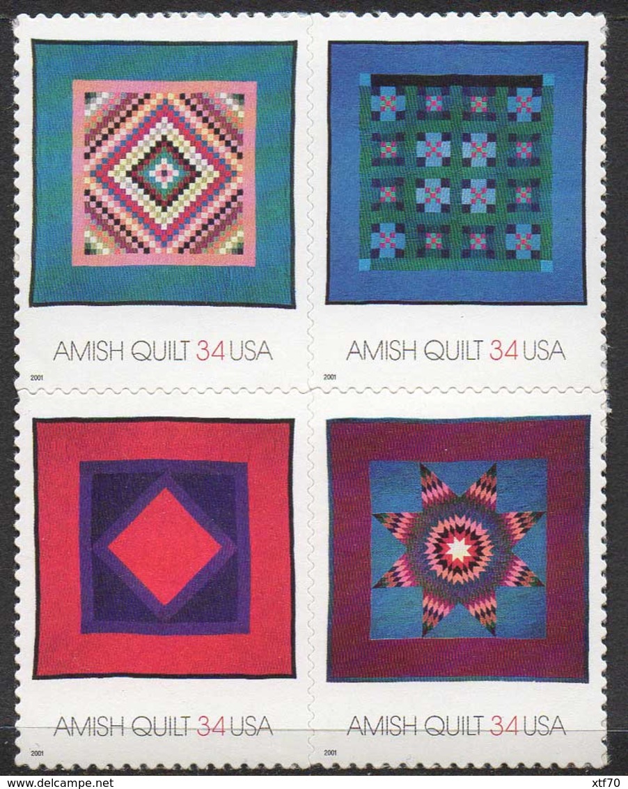 USA 2001 American Treasures: Amish Quilts - Unused Stamps