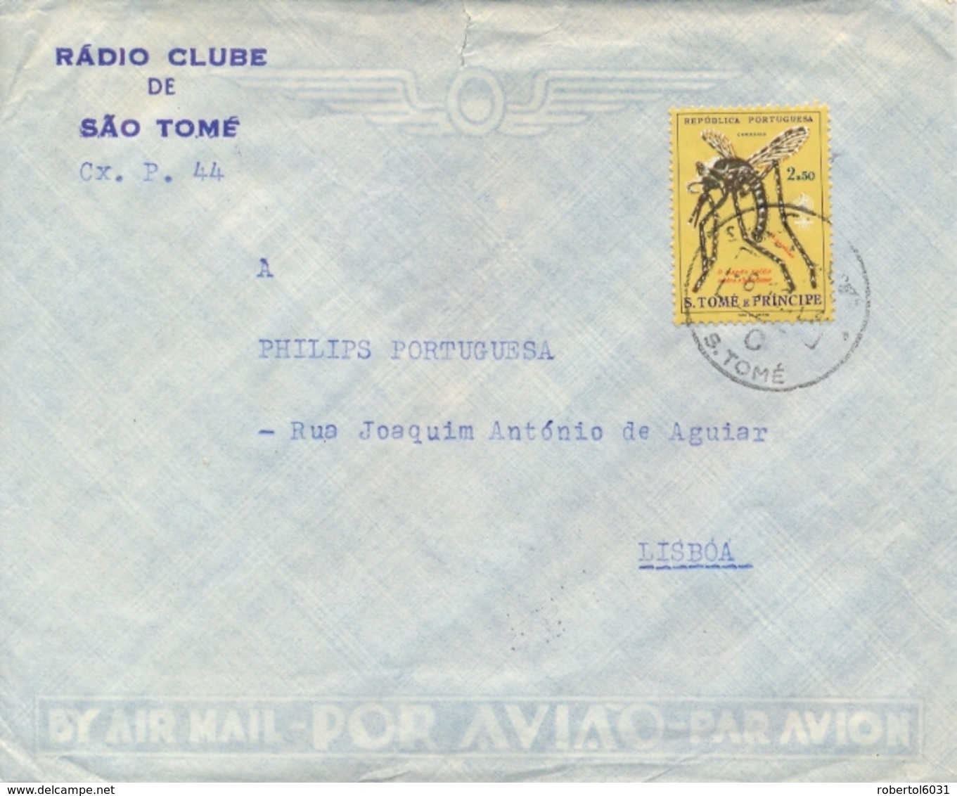 St. Thomas & Prince Sao Tomé E Principe 1964 Cover To Portugal With 2,50 E. Fight Against Malaria Insect Mosquito - Enfermedades