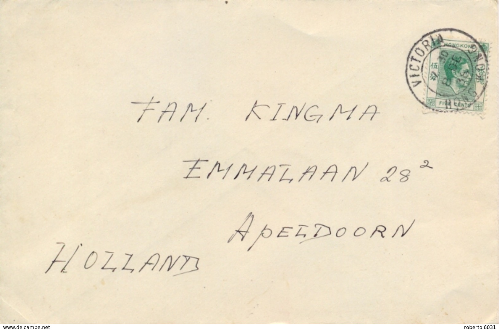 Hong Kong 1938 Cover To Netherlands With 5 C. George VI - Storia Postale