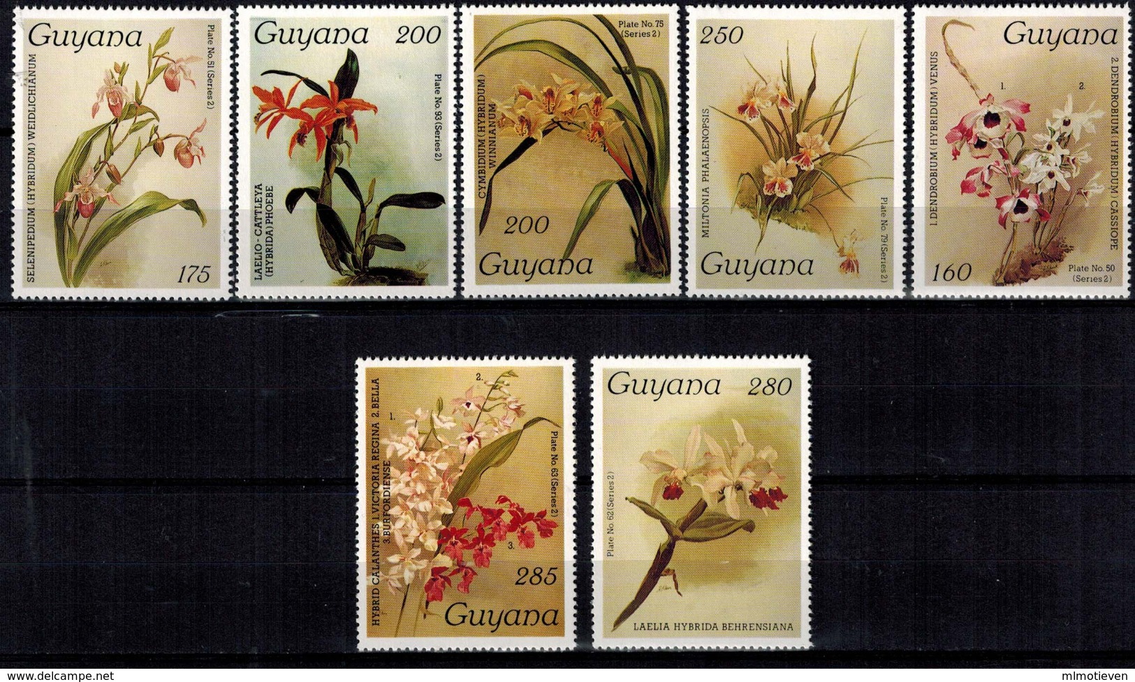 MBP-BK2-163-2 MINT ¤ GUYANA 7w MINT OUT OF SET- MINT - ¤ FLOWERS OF THE WORLD - ORCHIDEE - FLEURS BLÜMEN - Orchideen