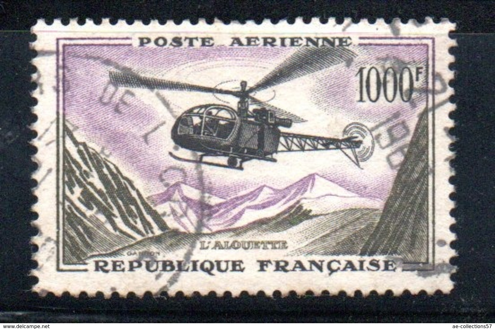 France / Poste Aérienne /  N 37  / 1000 Francs Olive /  Oblitéré  / Côte 27 € - 1927-1959 Gebraucht