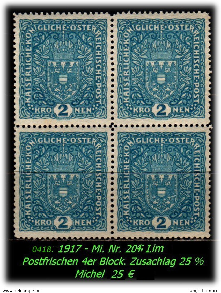 Österreich - Mi. Nr. 204 I In Postfrisch - 4er Block - - Unused Stamps