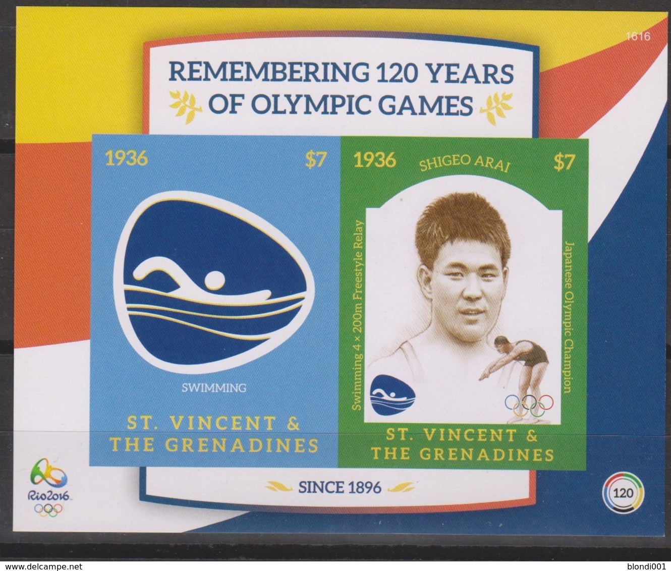 Olympics 2016 - Swimming - ST. VINCENT - S/S MNH - Sommer 2016: Rio De Janeiro