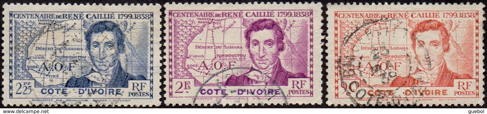 Détail De La Série Centenaire René Caillié Obl. Côte D'Ivoire N° 141 à 143 - 1939 Centenaire De René Caillé