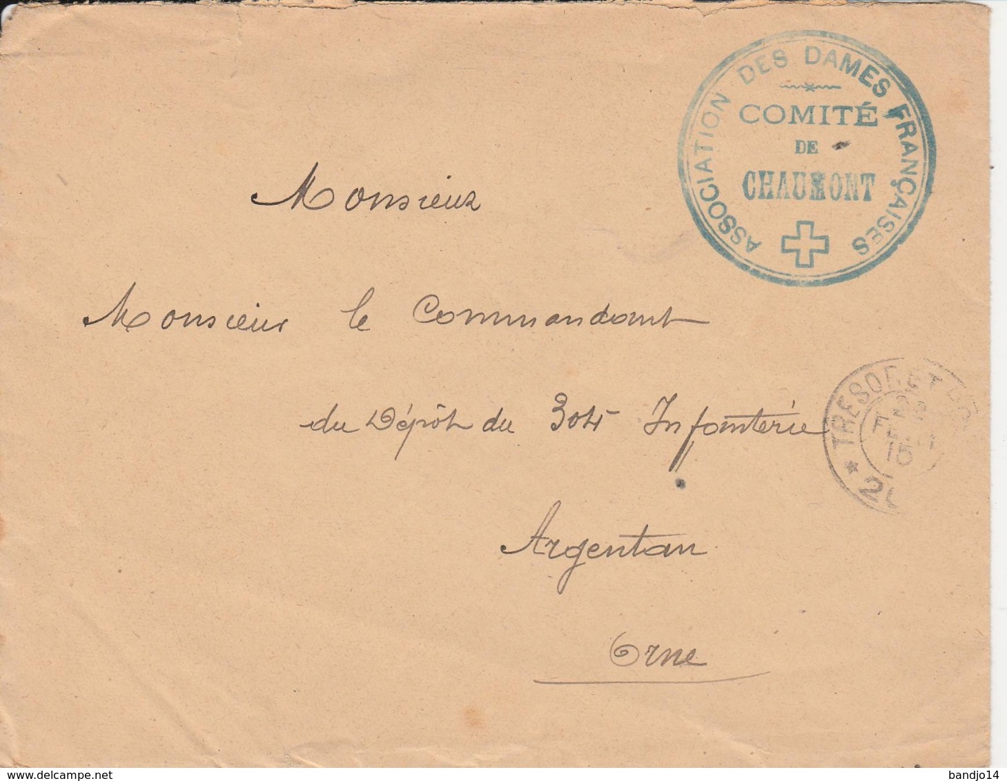 Chaumont - Cachet  "association Des Dames Françaises " Sur Lettre - Scan Recto-verso - WW I