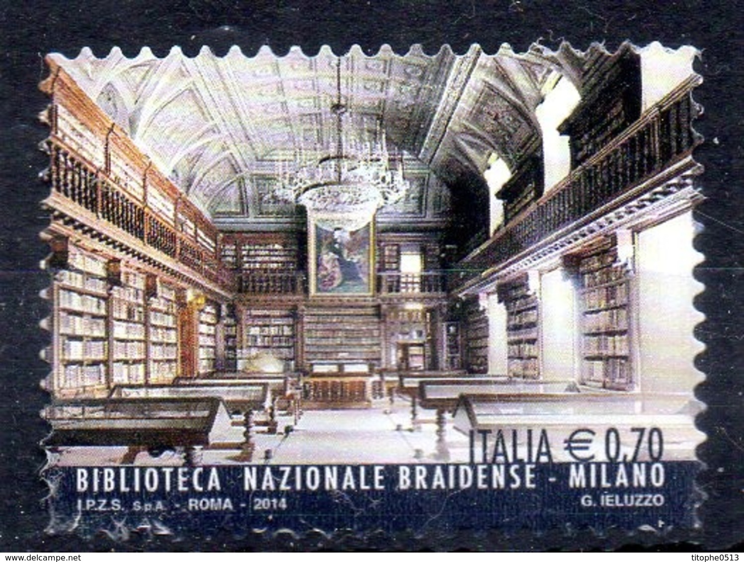ITALIE. Timbre Oblitéré De 2014. Bibliothèque Nationale Braidense De Milan. - 2011-20: Oblitérés