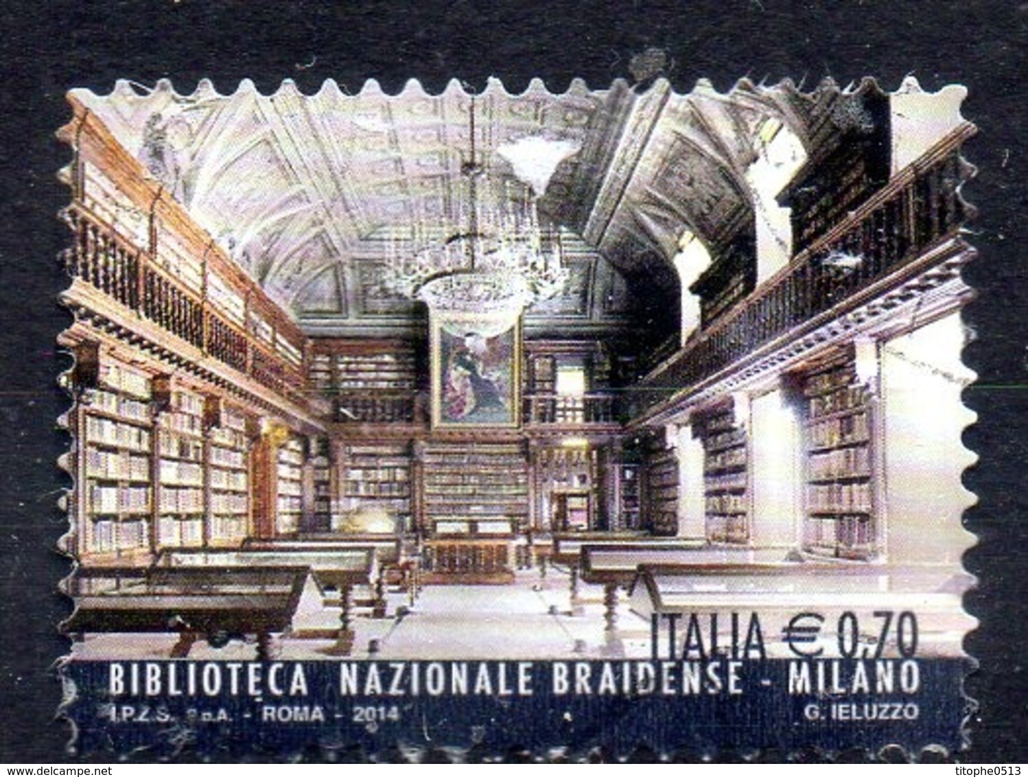 ITALIE. Timbre Oblitéré De 2014. Bibliothèque Nationale Braidense De Milan. - 2011-20: Usati