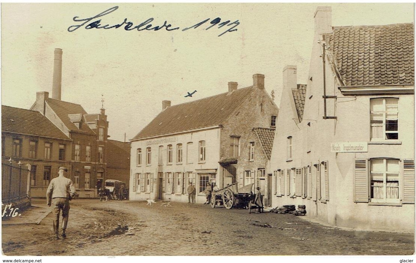 LENDELEDE - 1917 - Duitse Fotokaart - Carte Photo - De Plaats - Duitse Soldaten - Lendelede