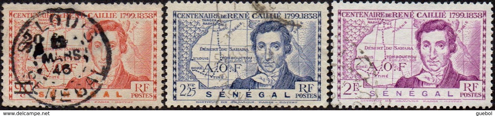 Détail De La Série Centenaire René Caillié Obl. Sénégal N° 150 à 152 - 1939 Centenaire De René Caillé